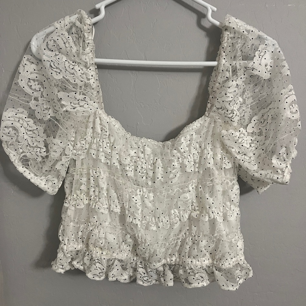 NSR Cream Puff Sleeve Cropped Blouse